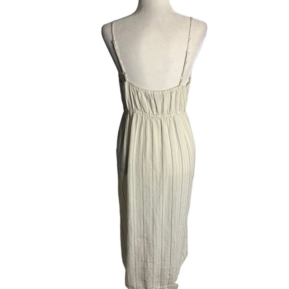 Streetwear Society Button Up Midi Dress L White Stripe Adjustable Straps Elastic - Picture 4 of 6